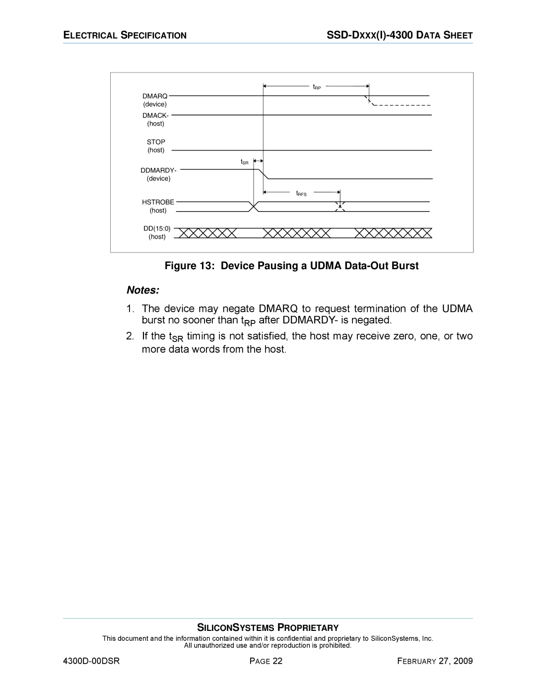 Silicon Image SSD-D32G(I)-4300 manual Device Pausing a Udma Data-Out Burst 