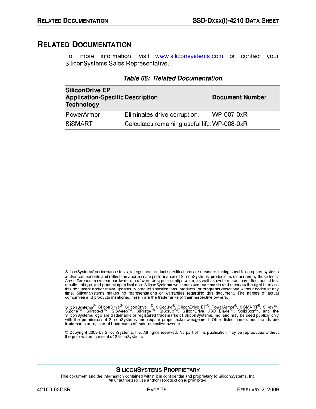 Silicon Image SSD-DXXX(I)-4210 manual Related Documentation, SiliconDrive EP Application-Specific Description, Technology 