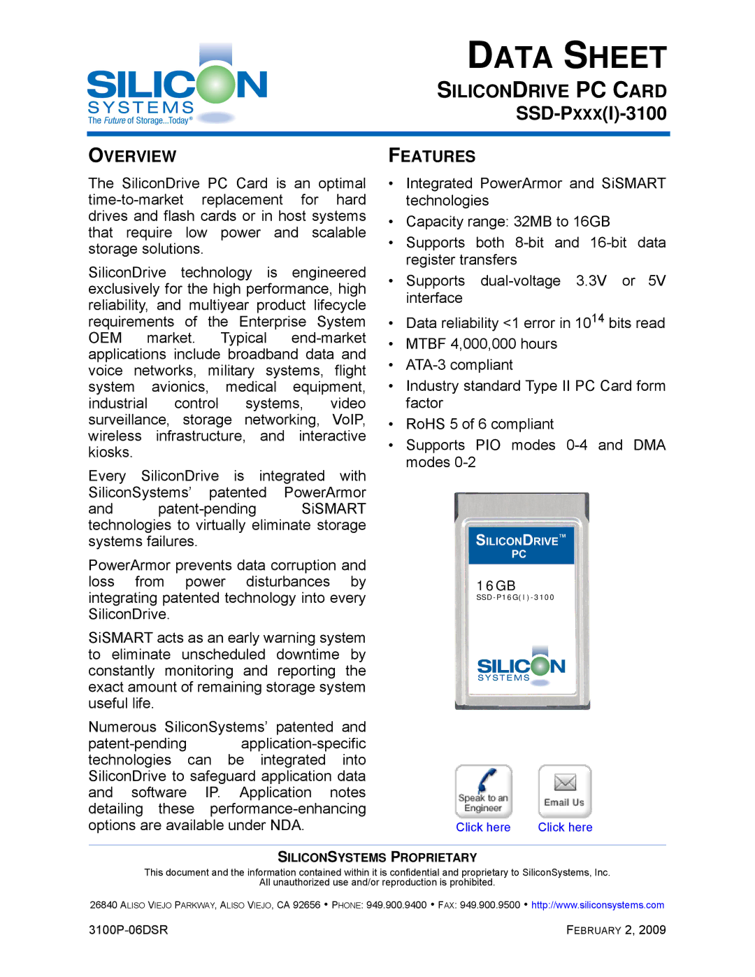 Silicon Image SSD-P16G(I)-3100 manual Overview, Features 