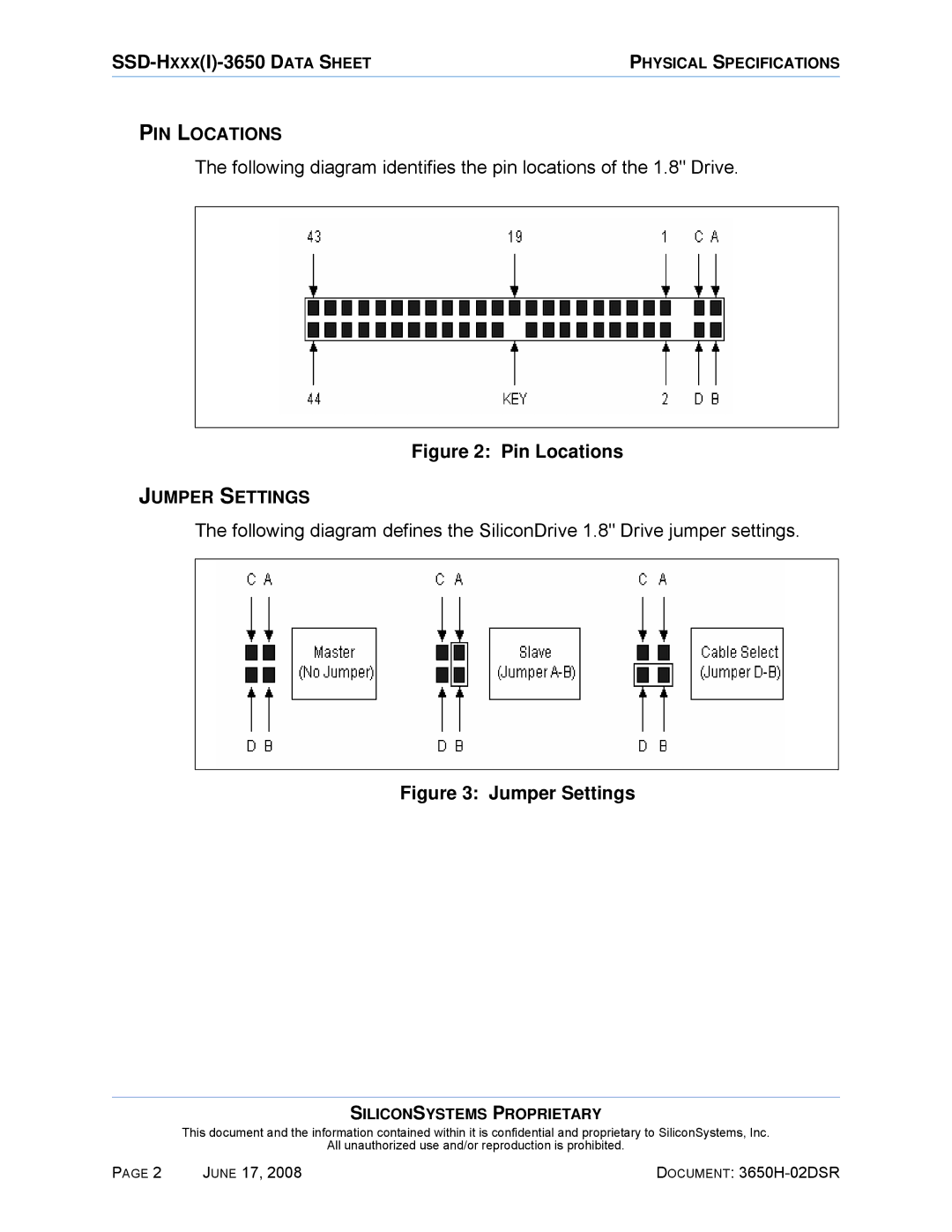 Silicon Image SSDS00-3650H-R manual Pin Locations 