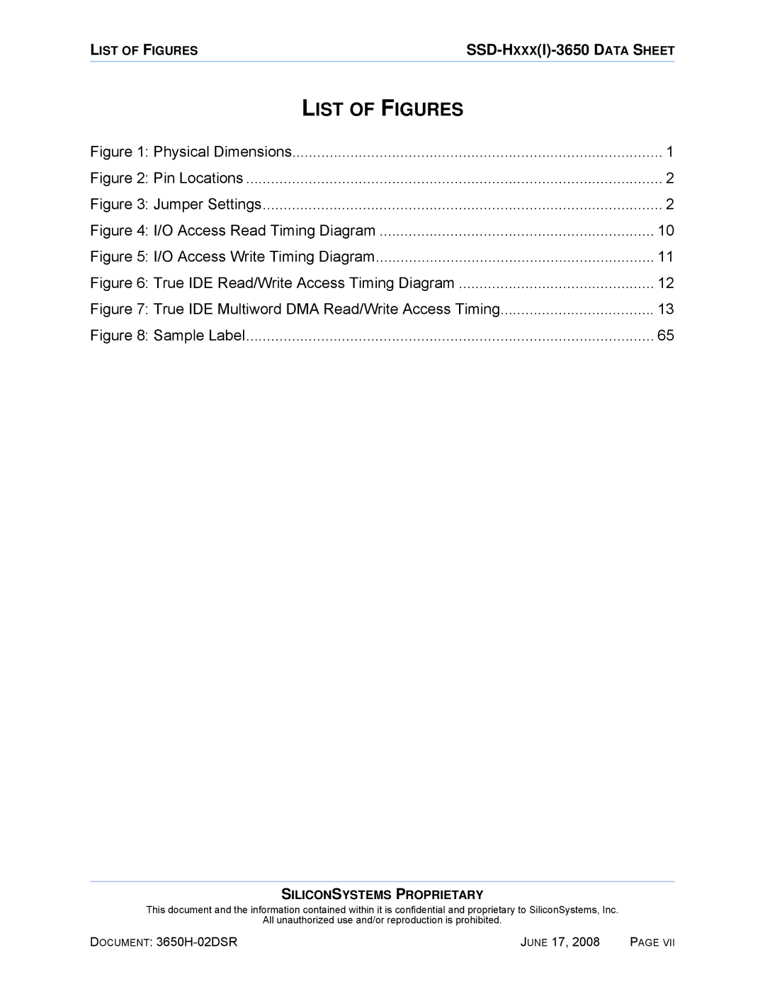 Silicon Image SSDS00-3650H-R manual List of Figures 