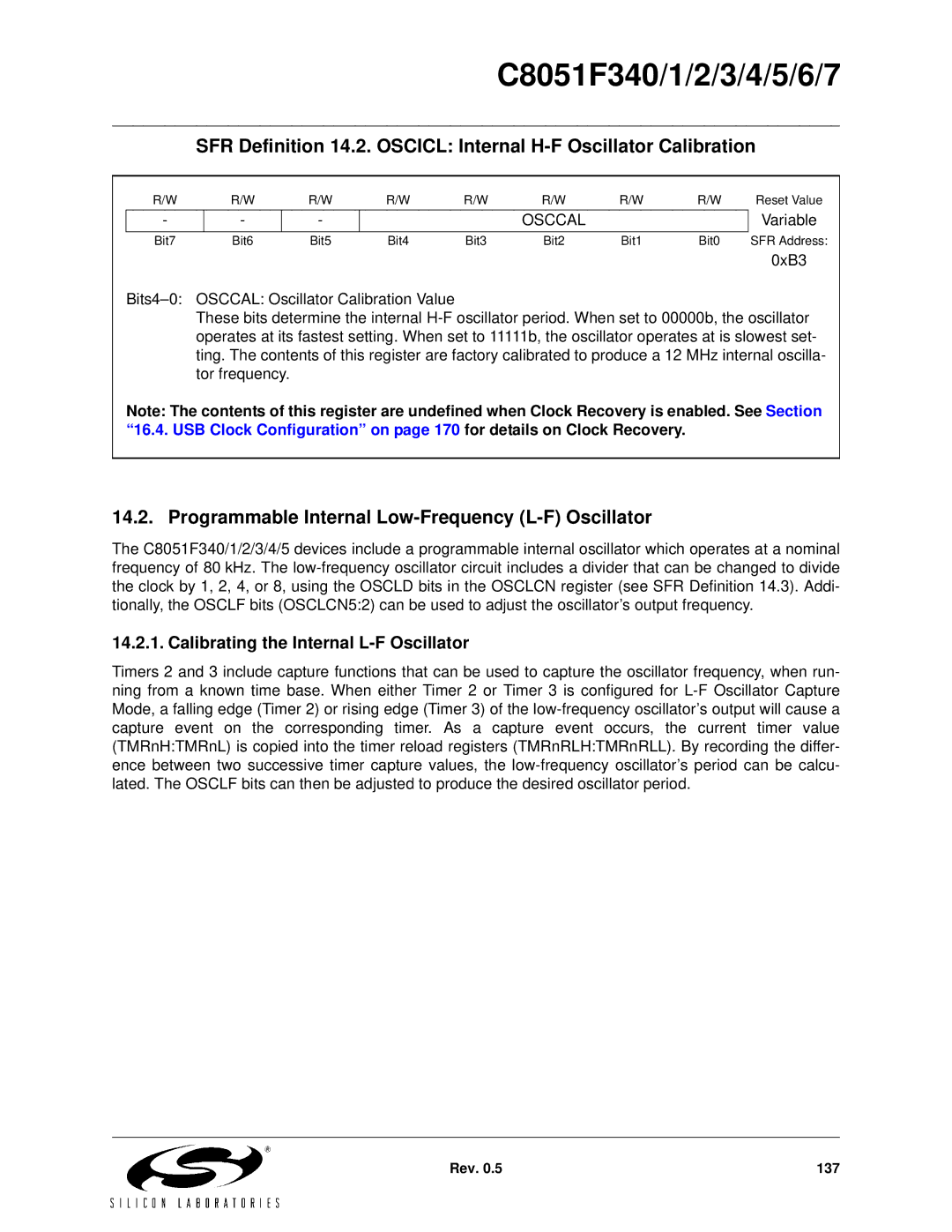 Silicon Laboratories C8051F346 Programmable Internal Low-Frequency L-F Oscillator, Calibrating the Internal L-F Oscillator 