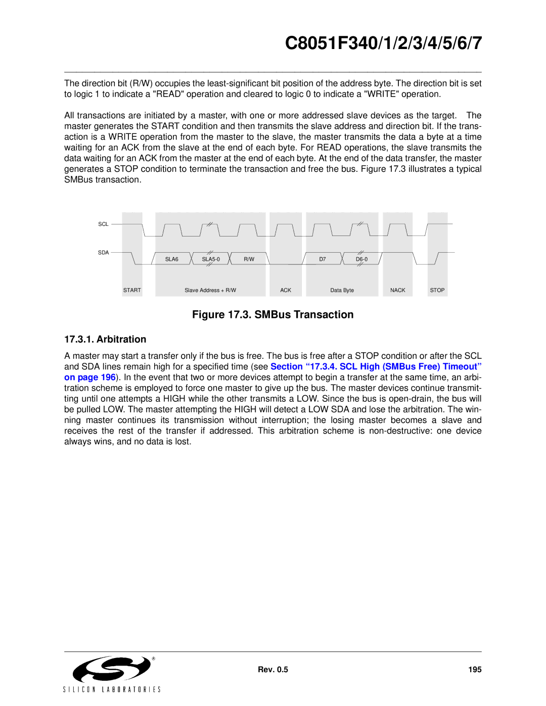 Silicon Laboratories C8051F343, C8051F347, C8051F346, C8051F341, C8051F340, C8051F344, C8051F345 SMBus Transaction, Arbitration 