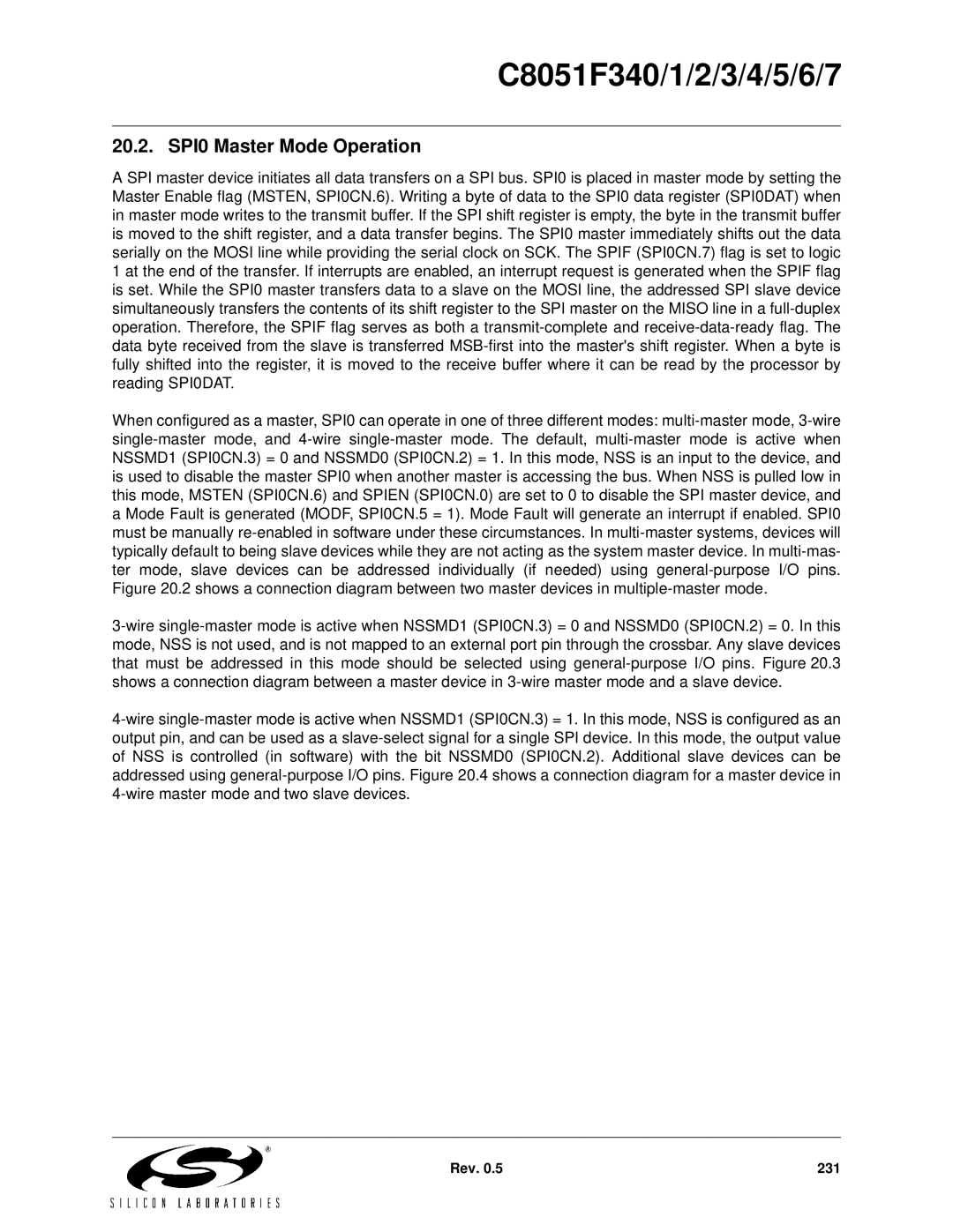 Silicon Laboratories C8051F342, C8051F347, C8051F346, C8051F341, C8051F343, C8051F340, C8051F344 SPI0 Master Mode Operation 
