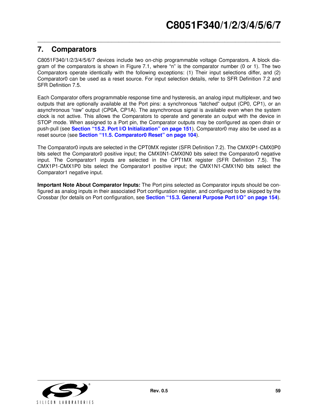 Silicon Laboratories C8051F343, C8051F347, C8051F346, C8051F341, C8051F340, C8051F344, C8051F345, C8051F342 Comparators 