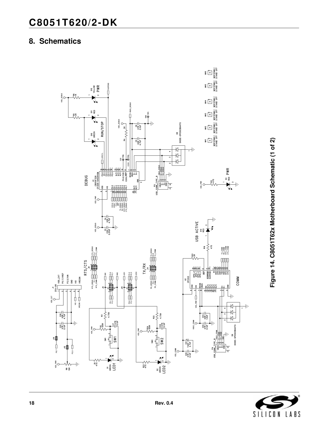 Silicon Laboratories C8051T620/2-DK quick start Schematics, C8051T62x Motherboard Schematic 1 