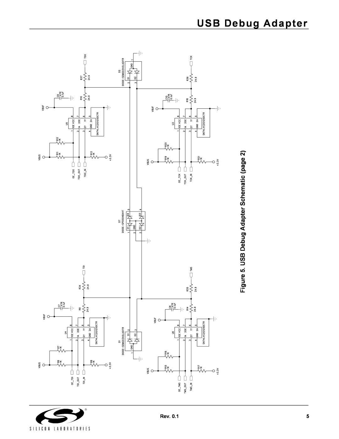 Silicon Laboratories Computer Accessories specifications USB Debug Adapter Schematic page 