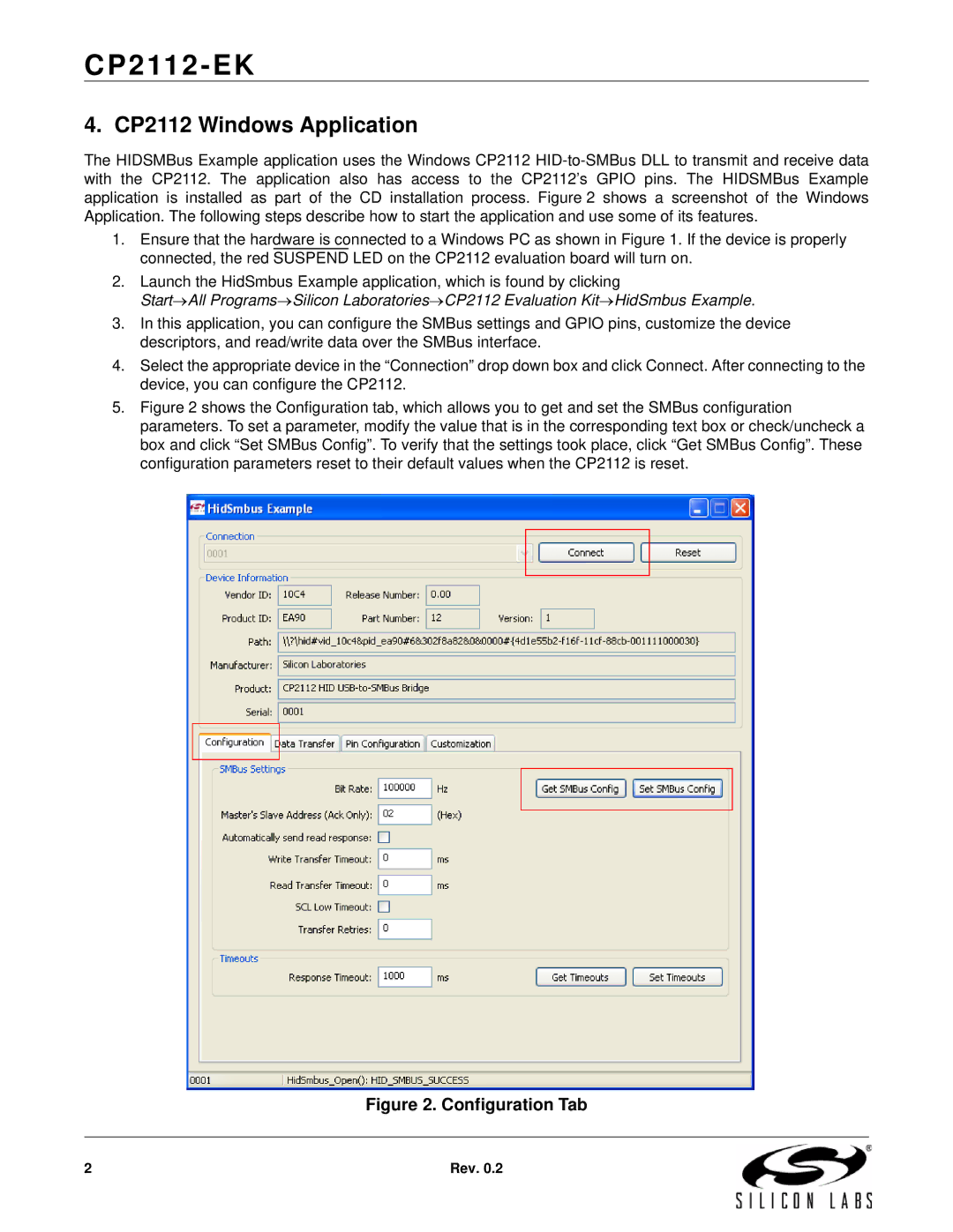 Silicon Laboratories CP2112-EK manual CP2112 Windows Application 