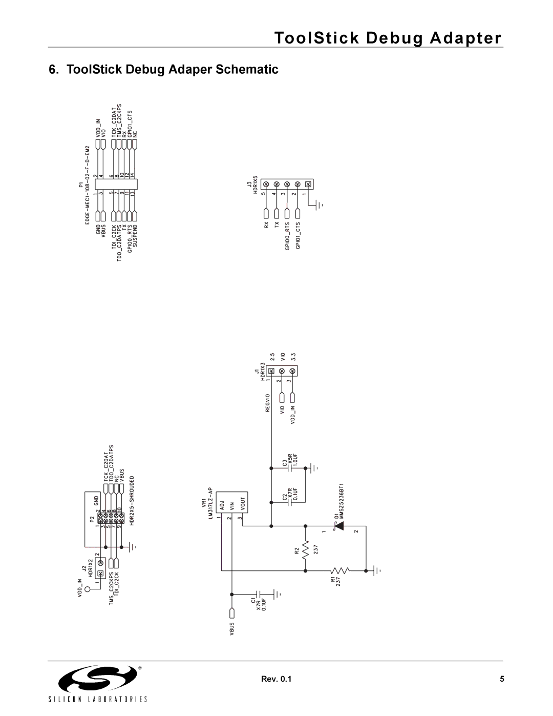 Silicon Laboratories Debug Adapter manual ToolStick Debug Adaper Schematic 