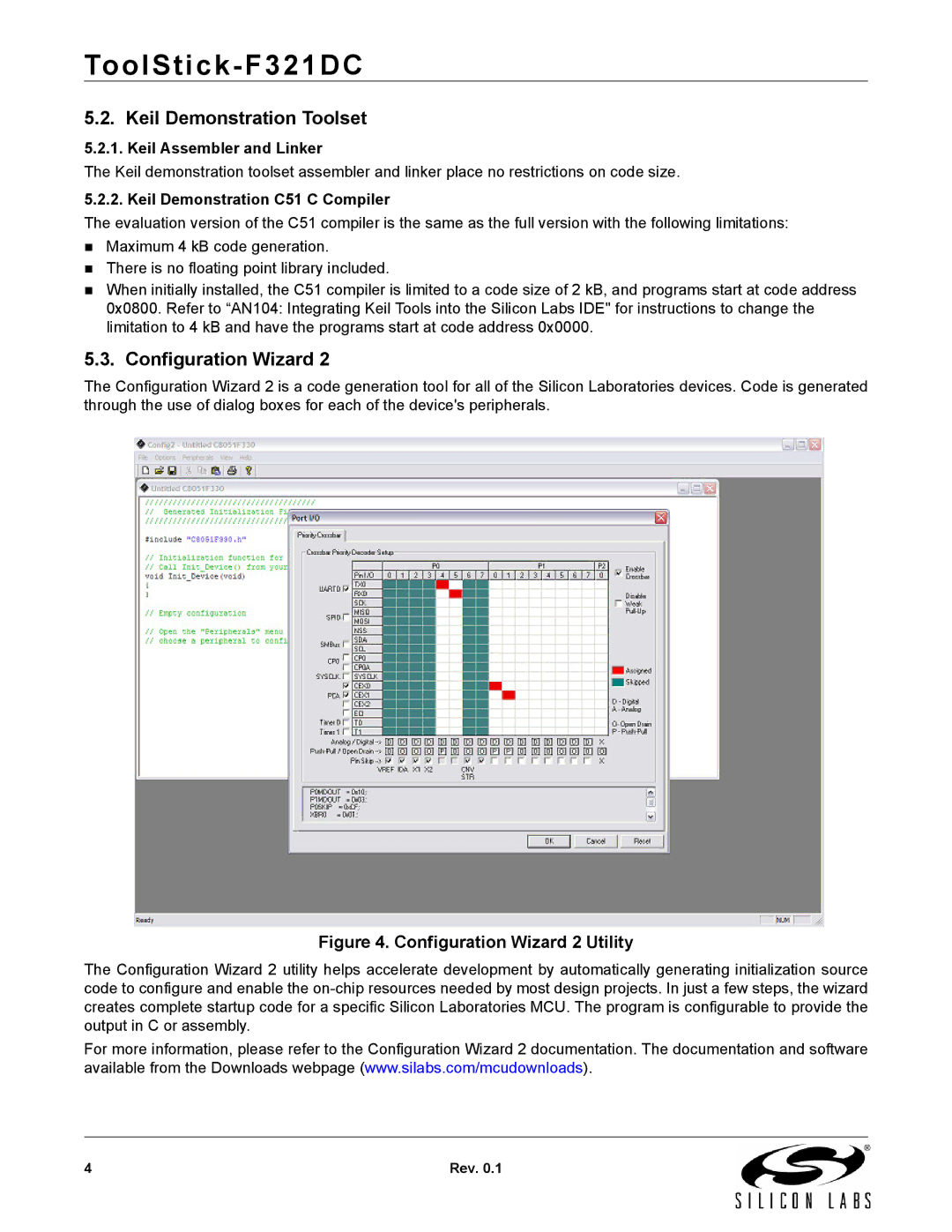 Silicon Laboratories F321DC manual Keil Demonstration Toolset, Configuration Wizard, Keil Assembler and Linker 