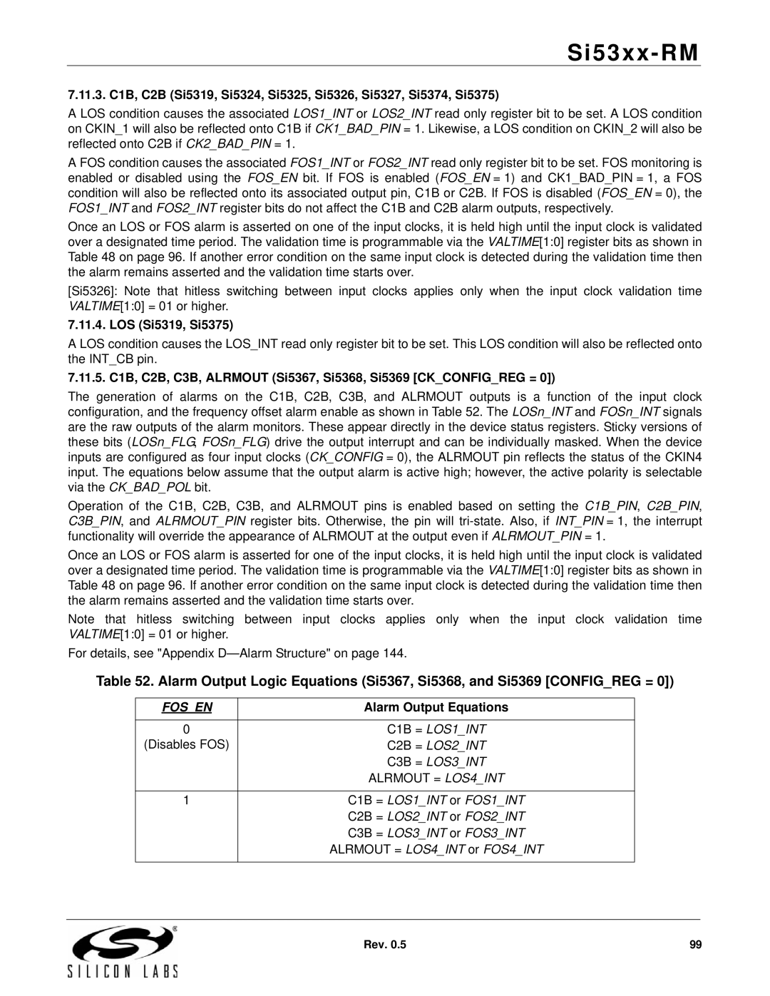 Silicon Laboratories SI5368, SI5369, SI5365, SI5366, SI5367, SI5374, SI5375, SI5326, SI5327, SI5319 manual LOS Si5319, Si5375, Fosen 