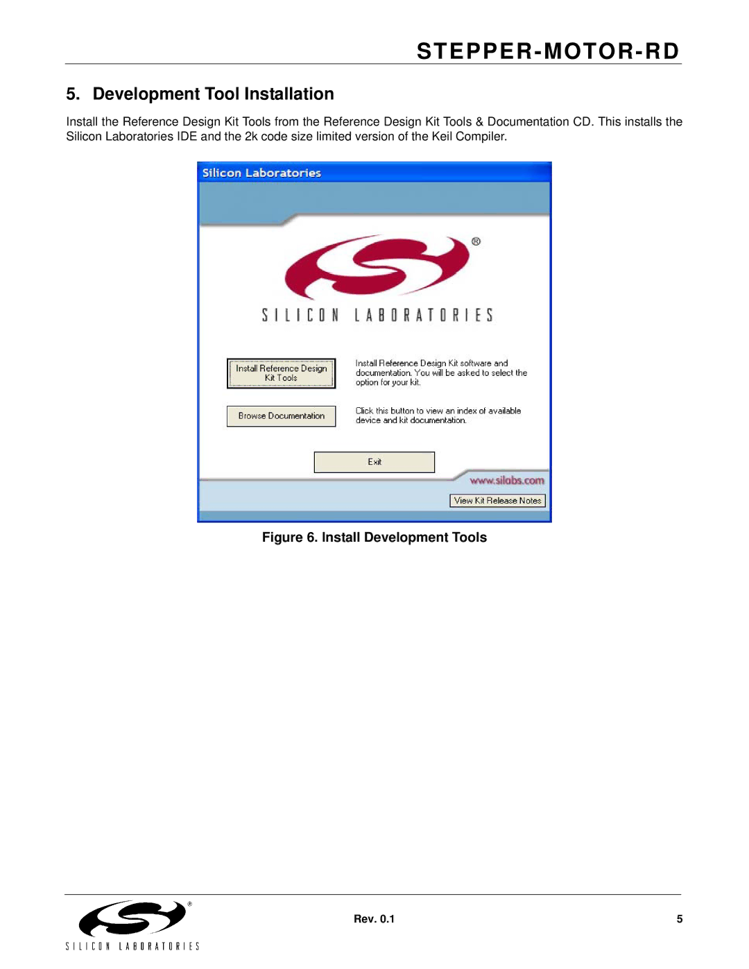 Silicon Laboratories Stepper Machine manual Development Tool Installation, Install Development Tools 