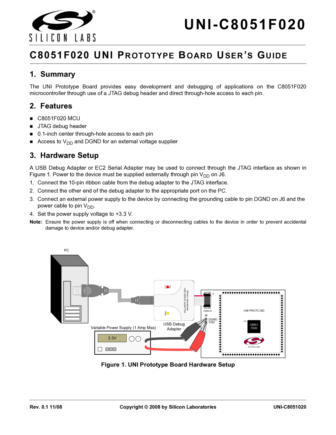 Silicon Laboratories UNI-C8051F020 manual 