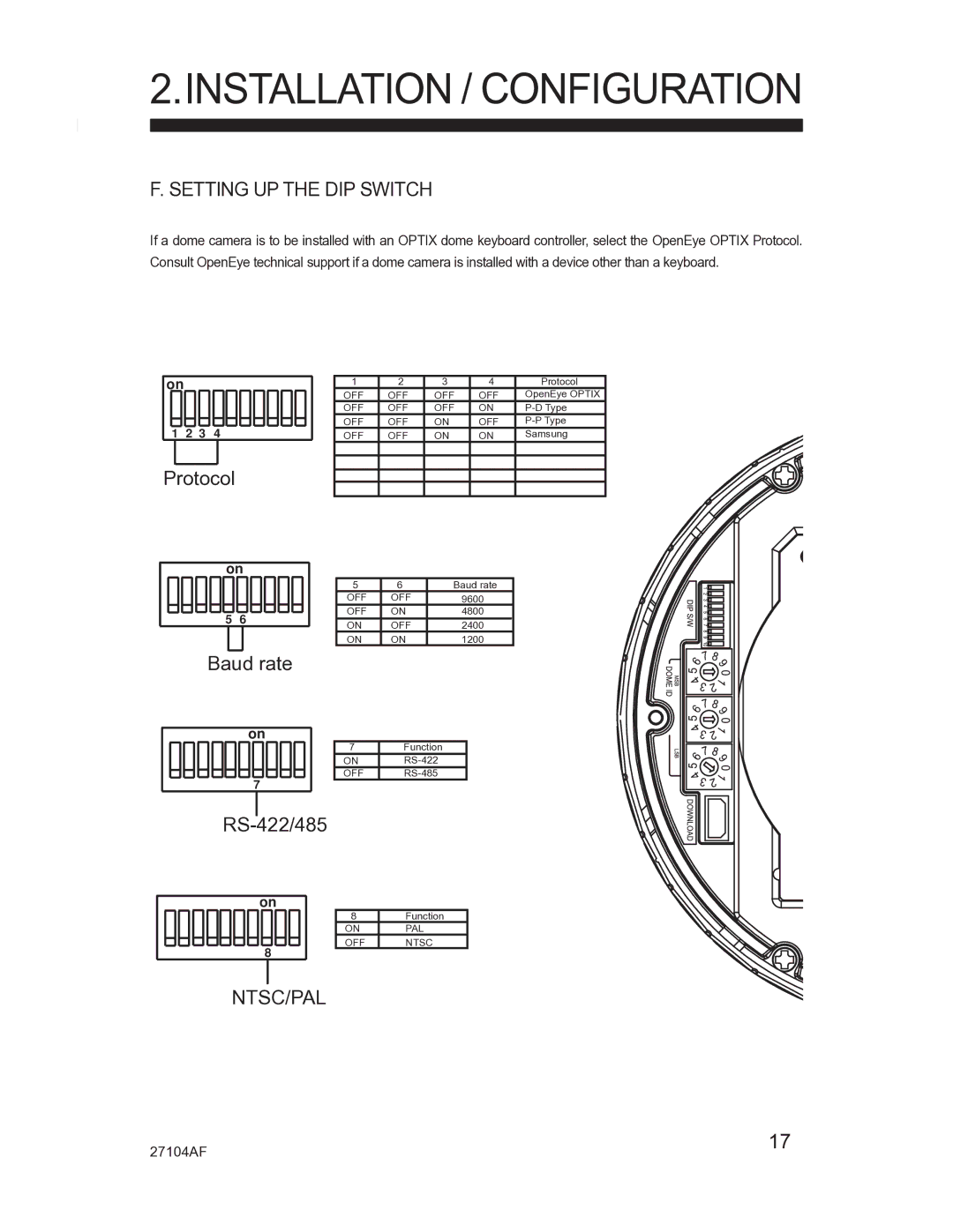 Silicon Optix CM-525P manual Setting UP the DIP Switch, Ntsc/Pal 