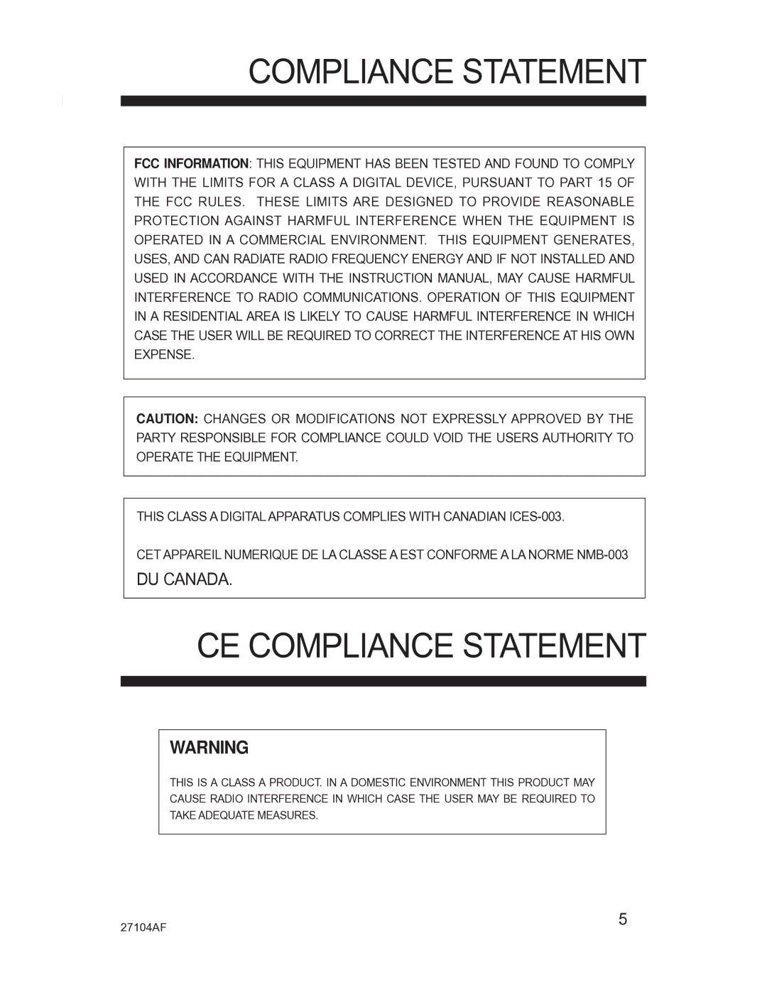 Silicon Optix CM-525P manual CE Compliance Statement 