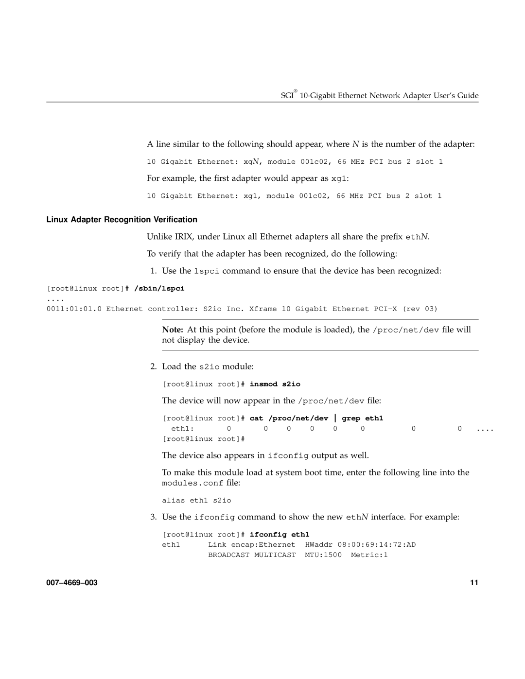 Silicon Power Computer & comm 74669003 manual Linux Adapter Recognition Veriﬁcation 