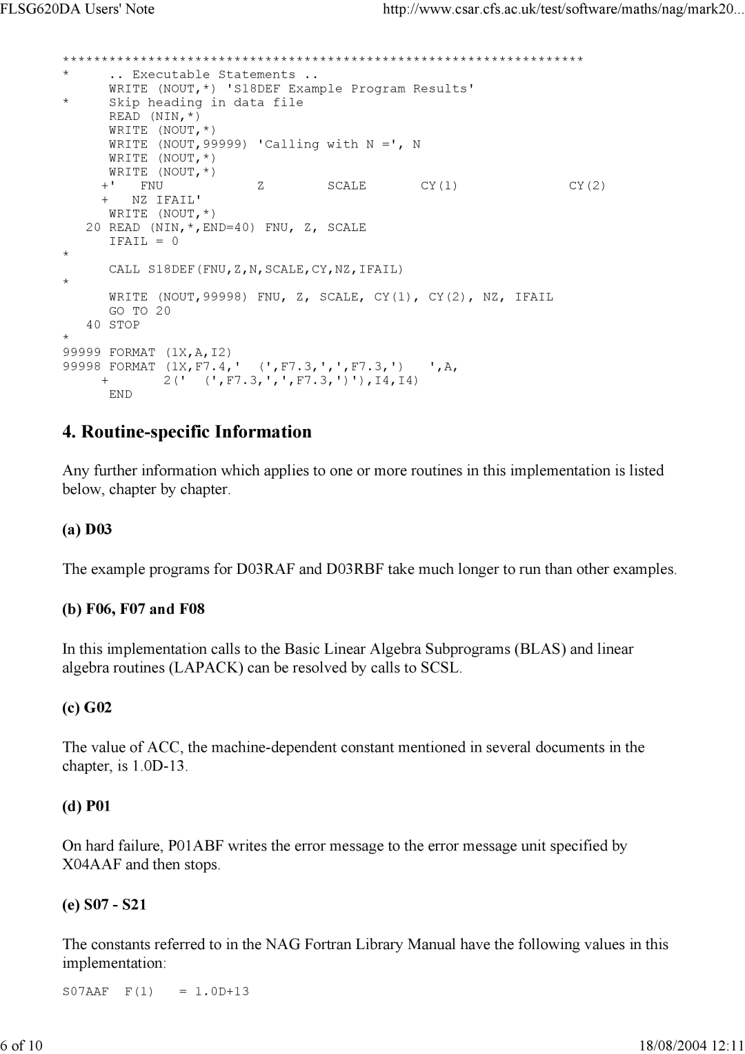 Silicon Power Computer & comm FLSG620DA appendix Routine-specific Information 