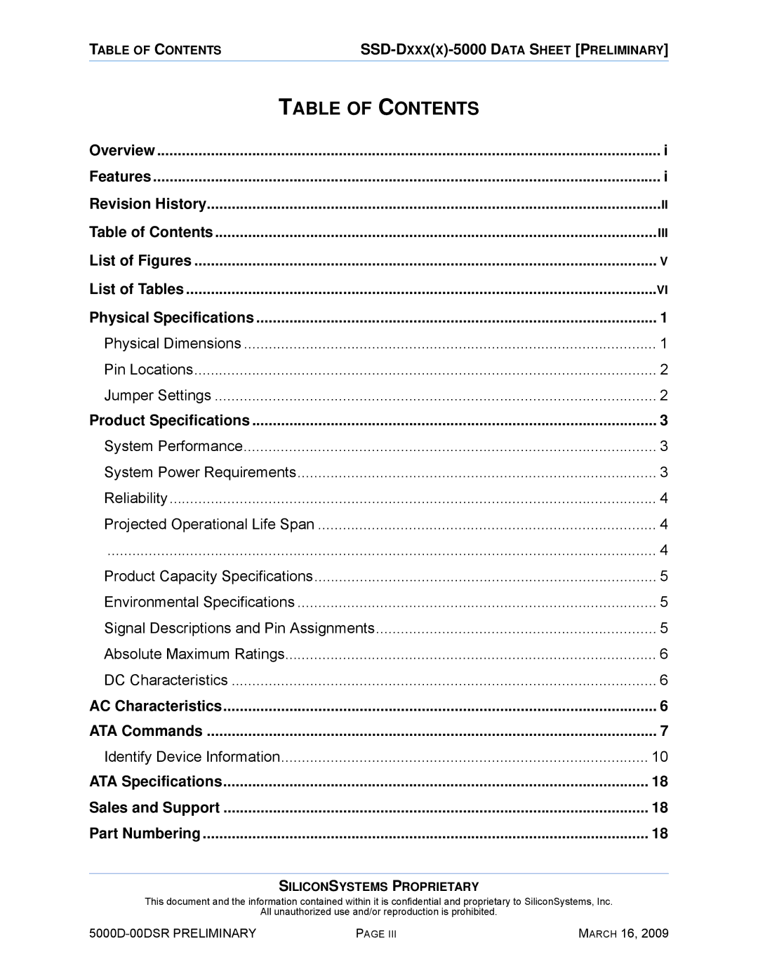 Silicon Valley Peripherals SSD-D0120PI-5000 manual Table of Contents 