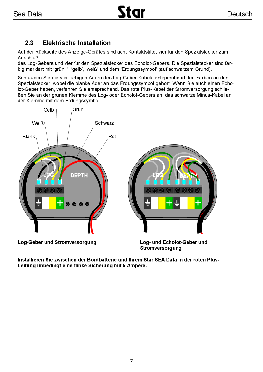 Silva SEA DATA manual Elektrische Installation, Log-Geber und Stromversorgung 