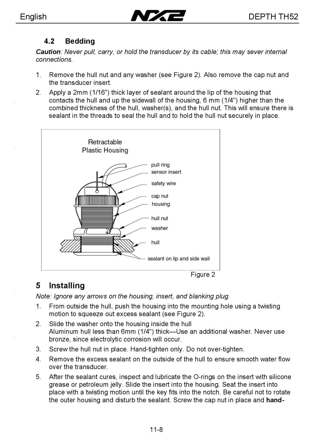 Silva TH52 installation manual Installing, Bedding 