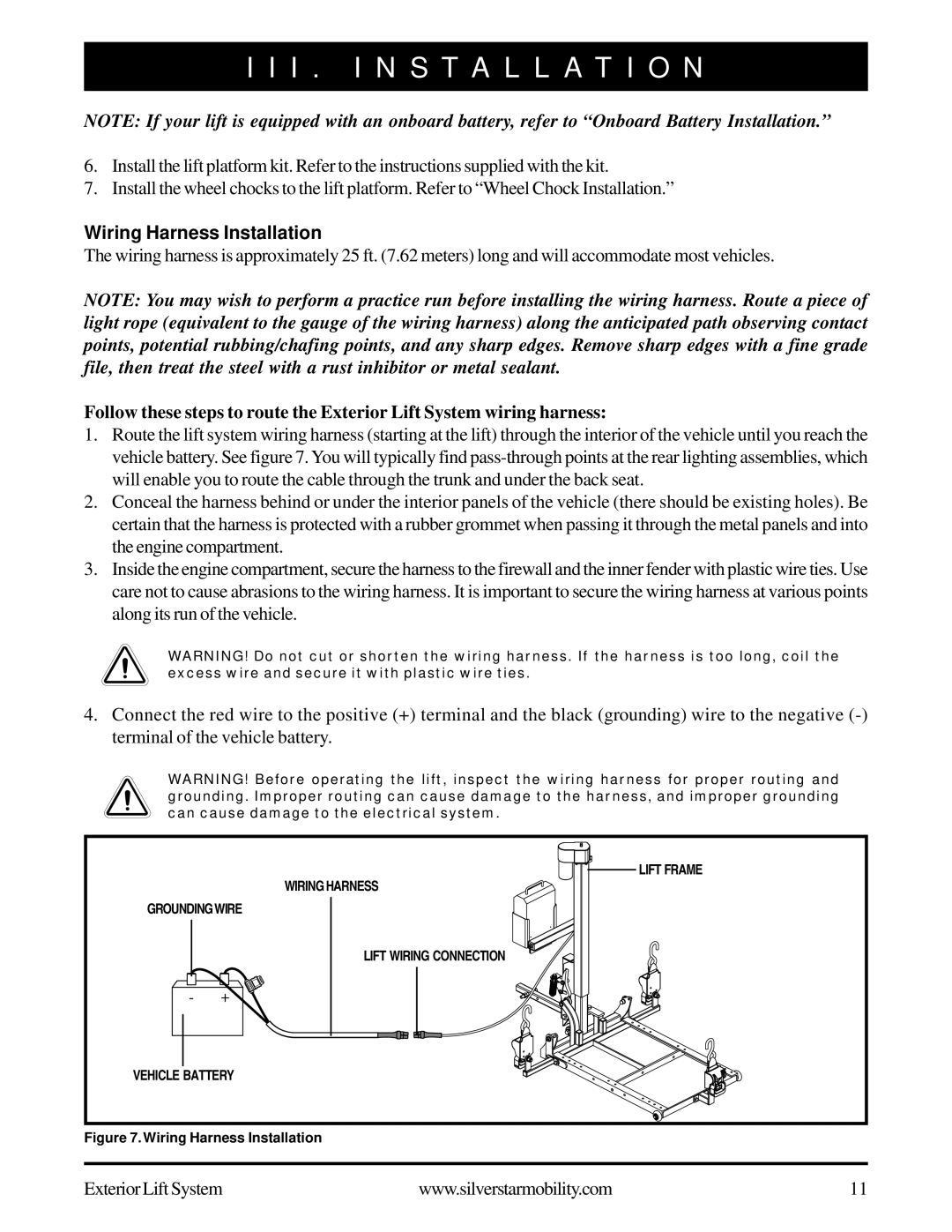 Silver Star INFMANU3270 manual Wiring Harness Installation 