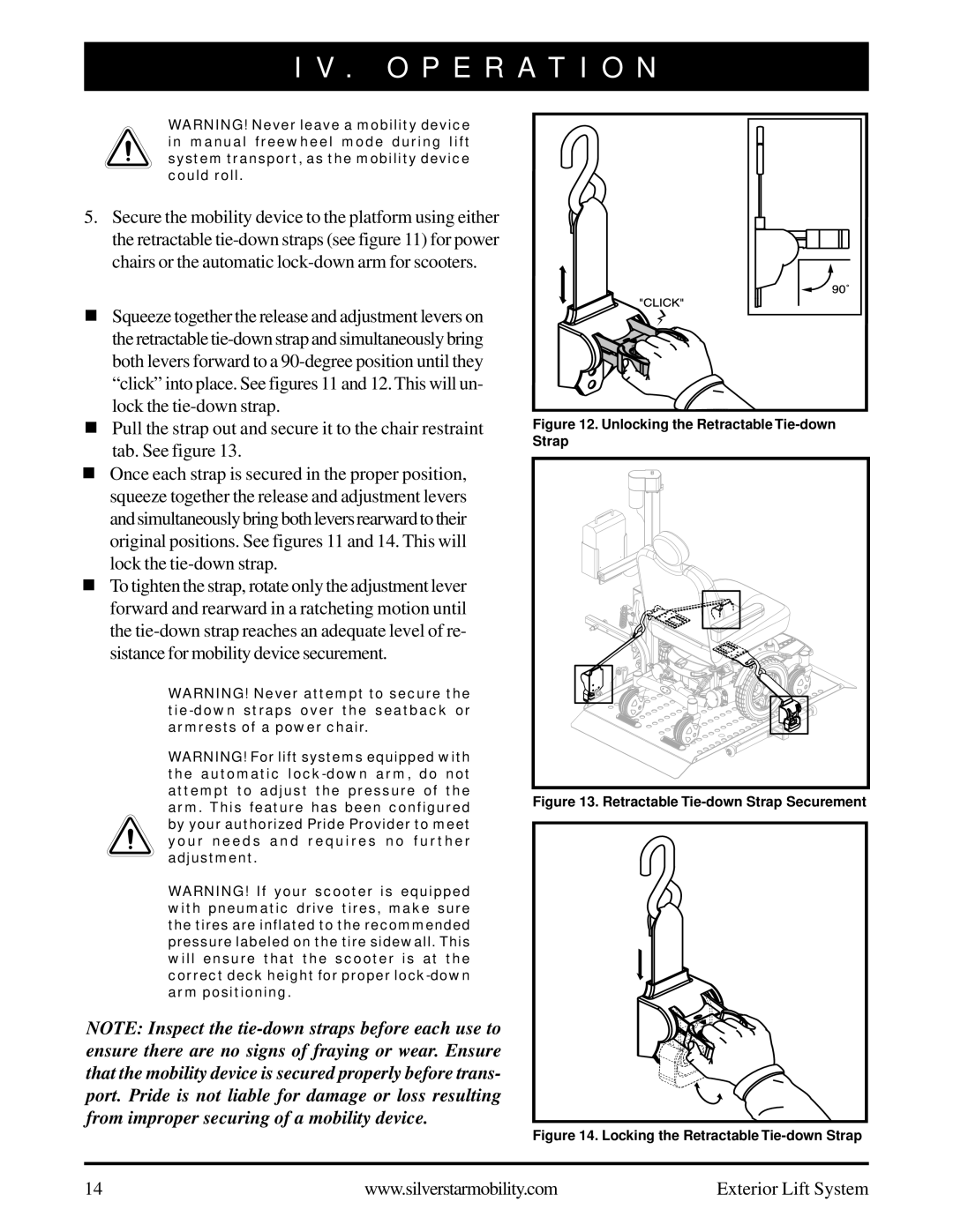 Silver Star INFMANU3270 manual Unlocking the Retractable Tie-down Strap 