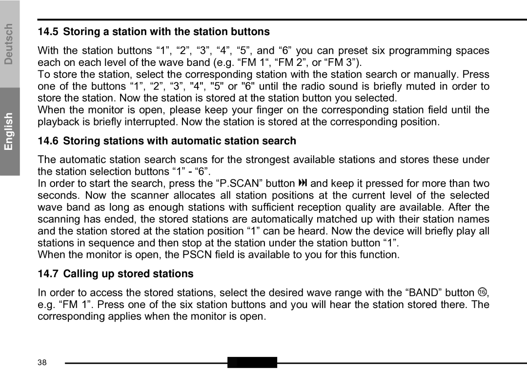 Silvercrest CDV-710 Storing a station with the station buttons, Storing stations with automatic station search 