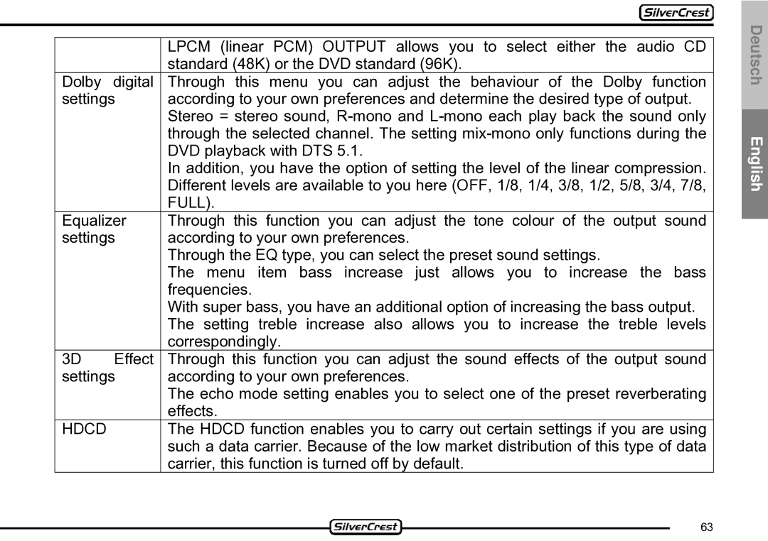 Silvercrest CDV-710 important safety instructions Hdcd 