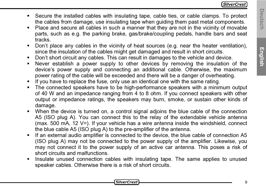 Silvercrest CDV-710 important safety instructions Deutsch English 