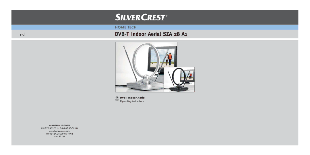 Silvercrest D-44867 operating instructions DVB-T Indoor Aerial SZA 28 A1 