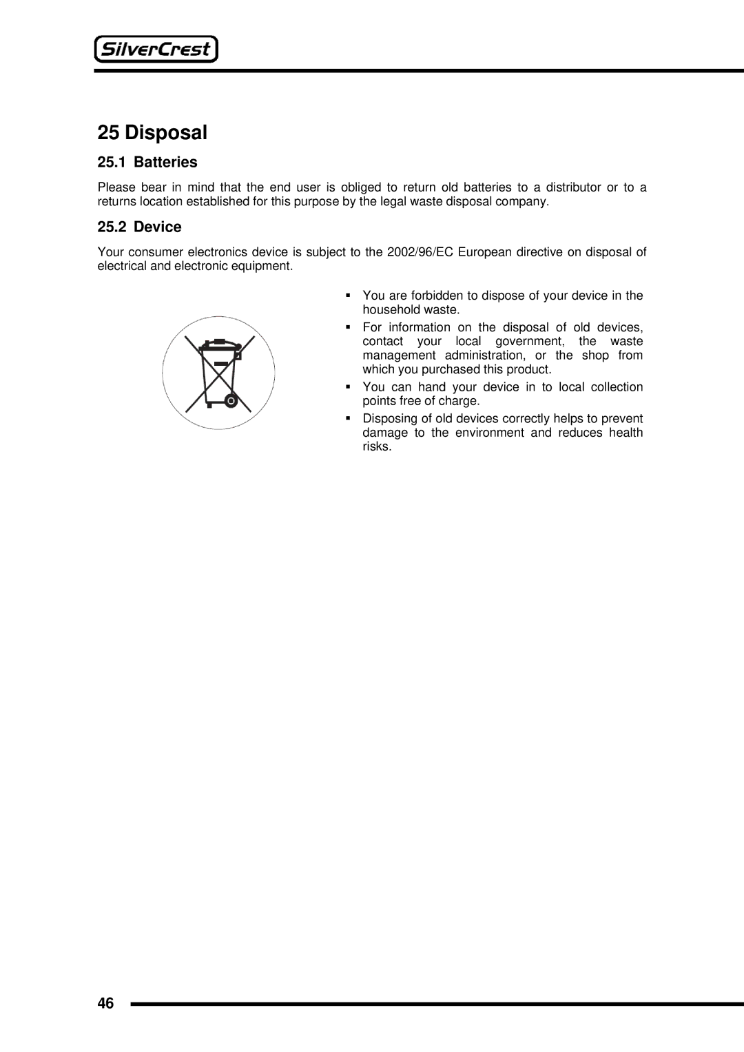 Silvercrest DV-767 instruction manual Disposal, Batteries, Device 