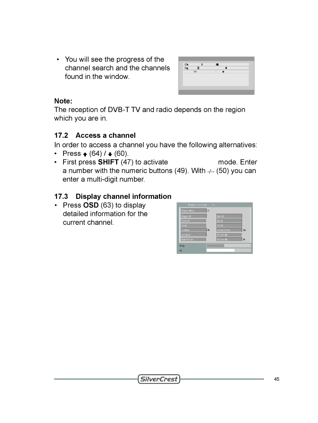 Silvercrest DVT-480 user manual Access a channel, Display channel information 