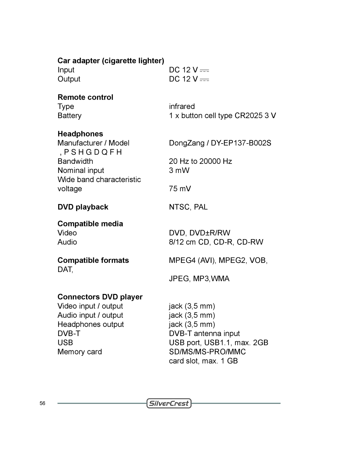 Silvercrest DVT-480 user manual DVD playback Compatible media, Compatible formats 