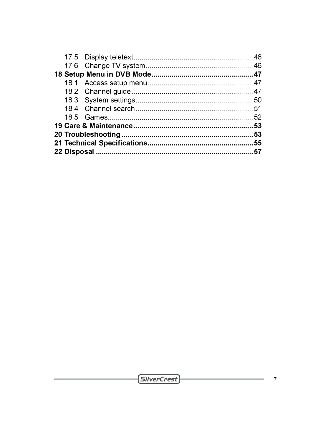 Silvercrest DVT-480 user manual Setup Menu in DVB Mode 