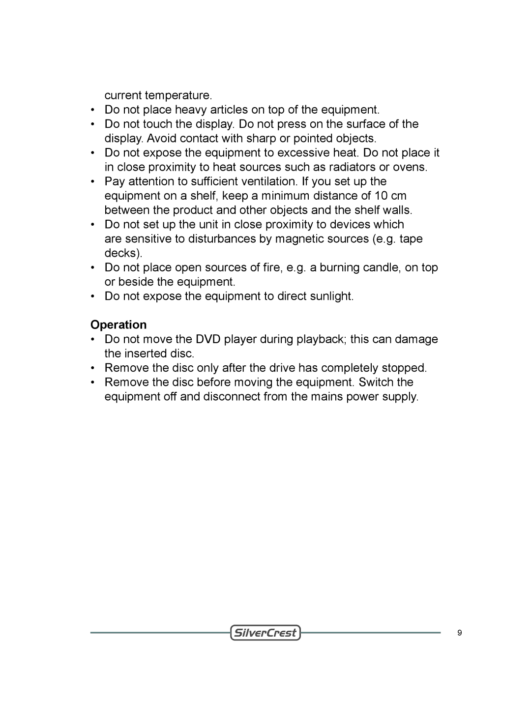 Silvercrest DVT-480 user manual Operation 