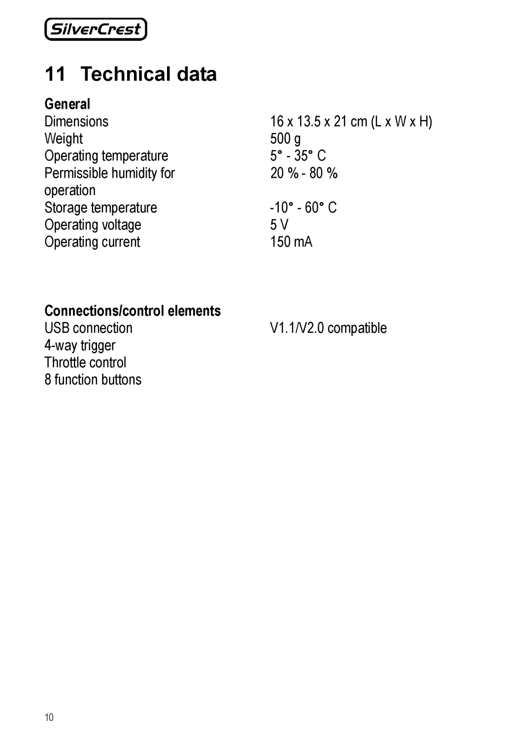 Silvercrest JS-101 manual Technical data, General, Connections/control elements 