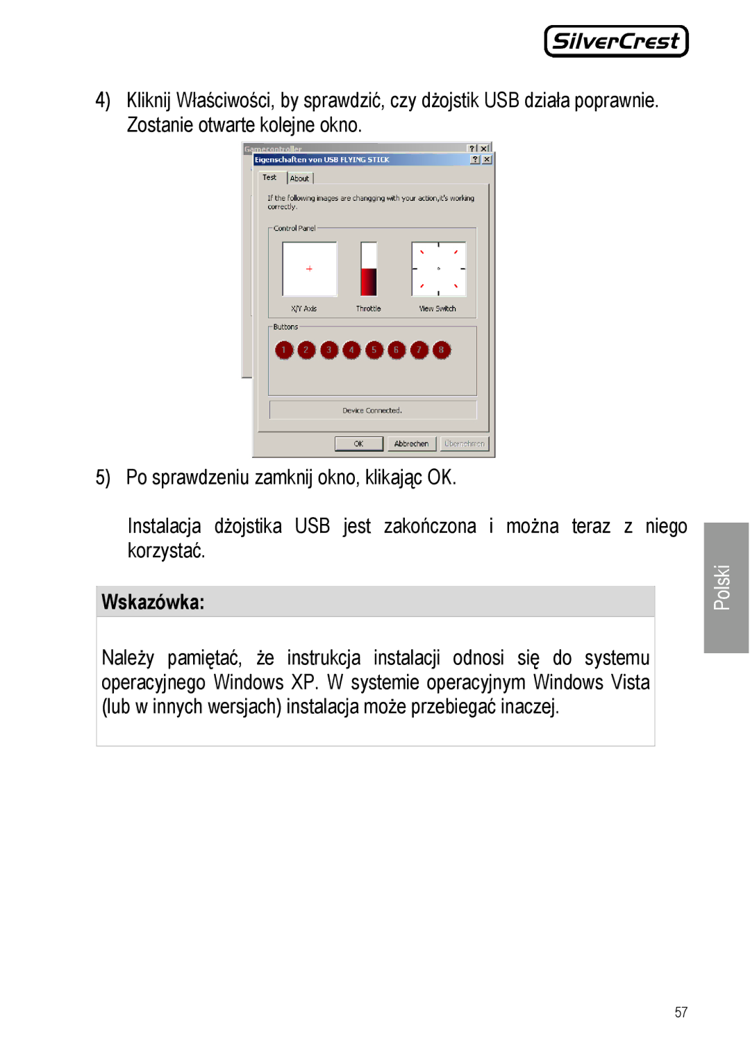 Silvercrest JS-101 manual Wskazówka 