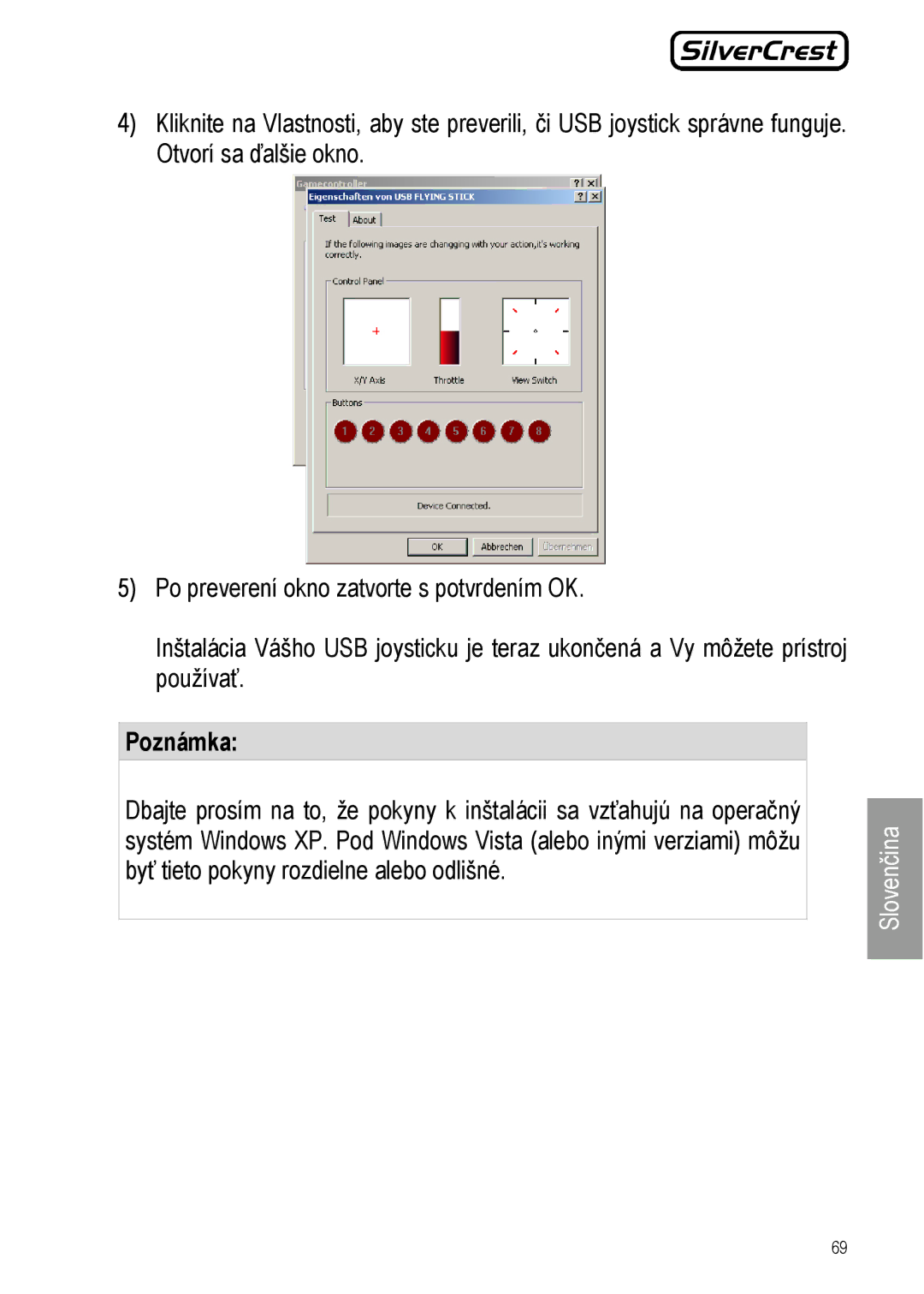 Silvercrest JS-101 manual Poznámka 