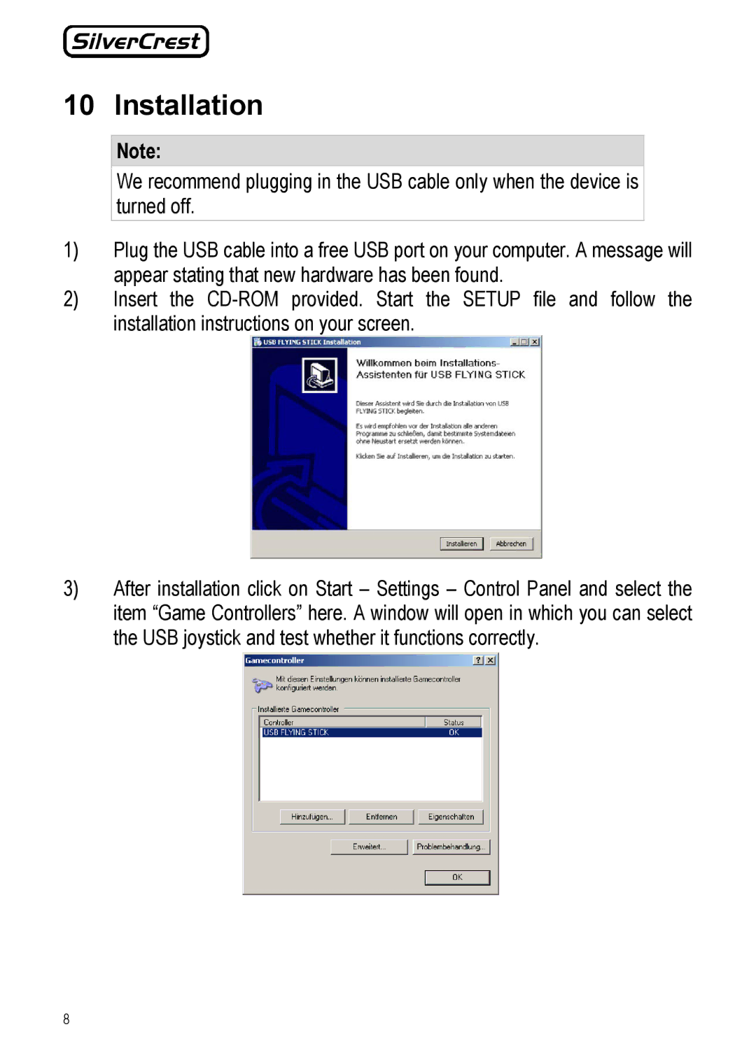 Silvercrest JS-101 manual Installation 