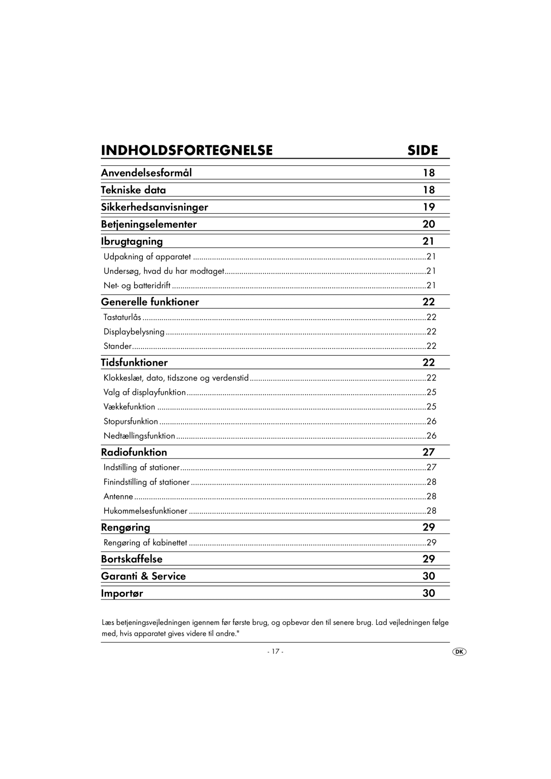 Silvercrest KH 2029 manual Indholdsfortegnelse 