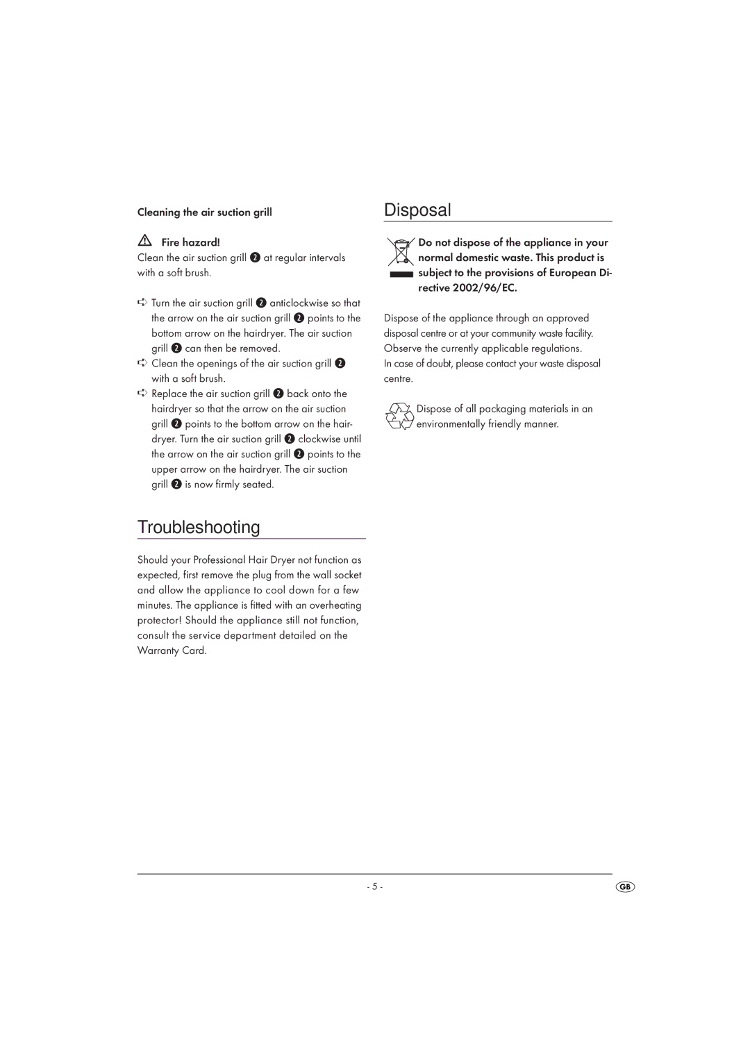 Silvercrest KH 2115 operating instructions Troubleshooting, Disposal 