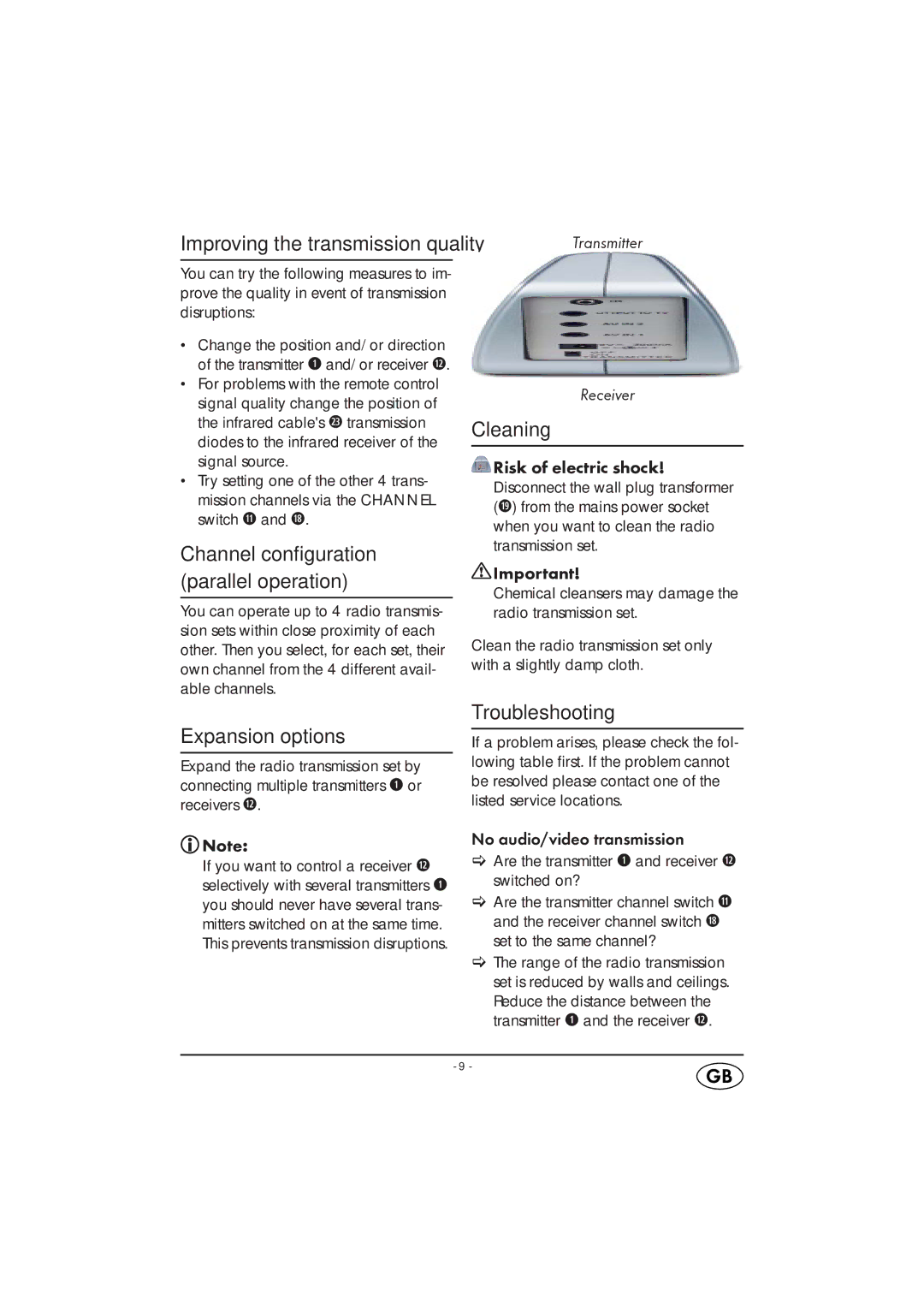 Silvercrest KH 2130-06/09-V3 manual Improving the transmission quality, Expansion options, Cleaning, Troubleshooting 