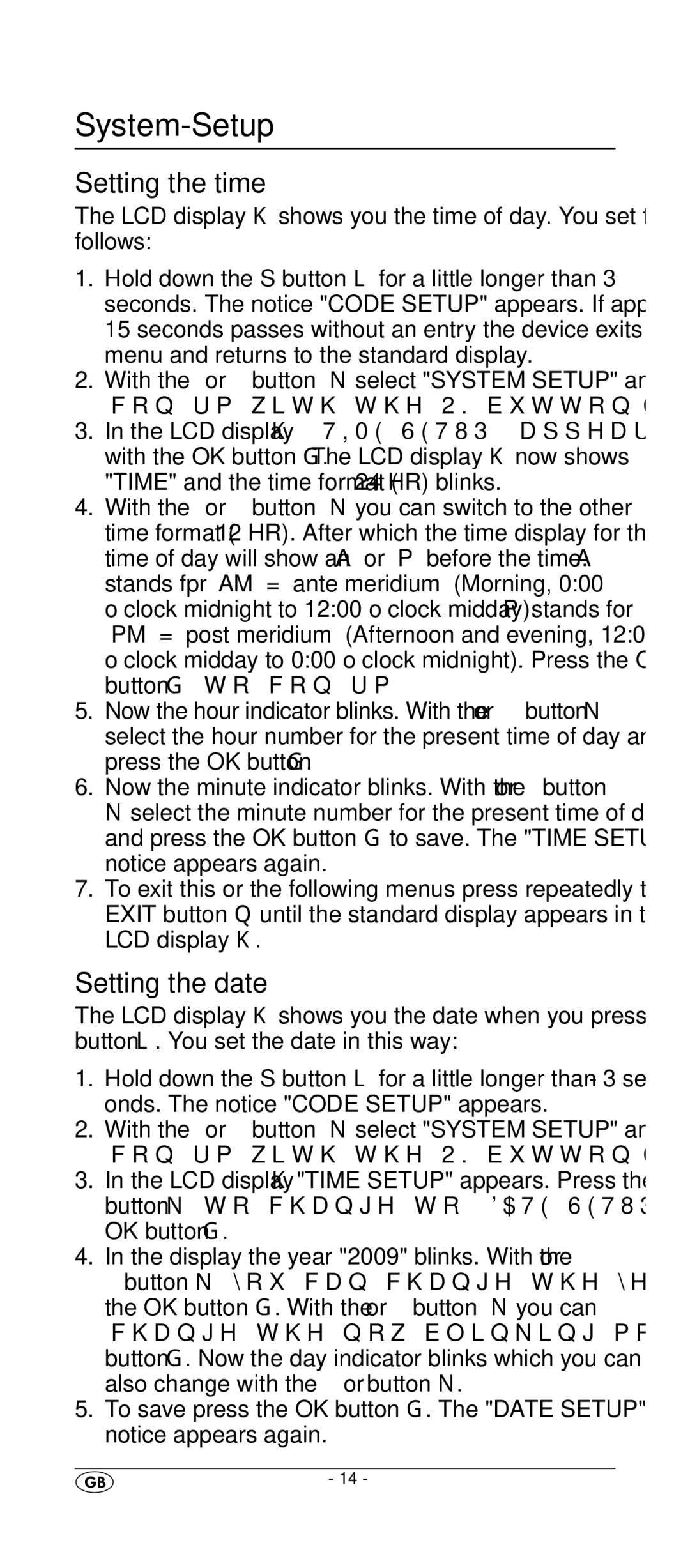 Silvercrest KH 2157 manual System-Setup, Setting the time, Setting the date 