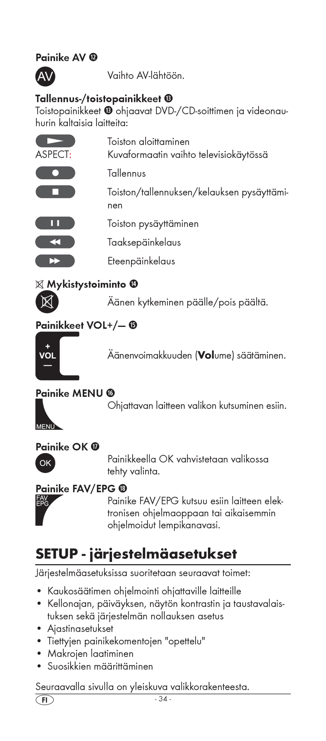 Silvercrest KH 2157 manual Setup järjestelmäasetukset, Painike Menu j 