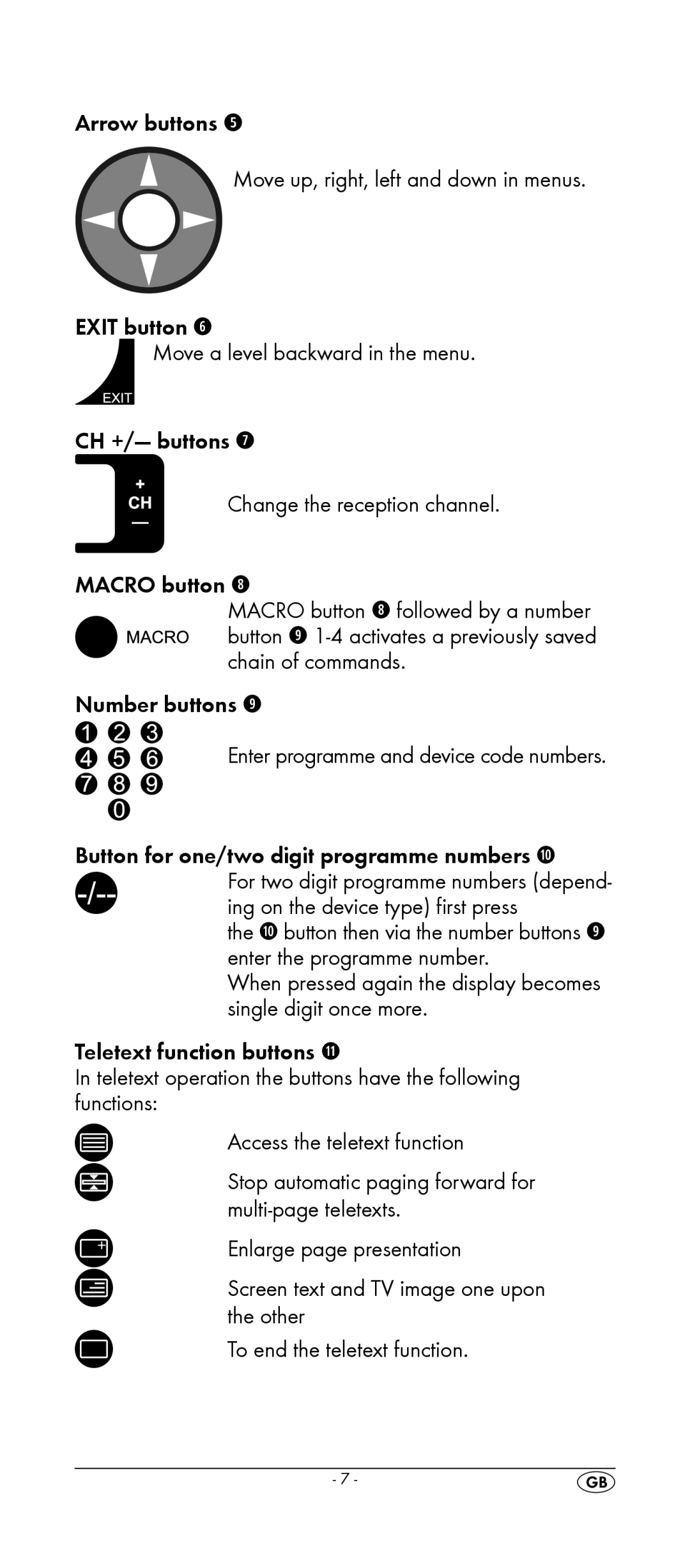 Silvercrest KH 2157 manual Number buttons o, Button for one/two digit programme numbers a 