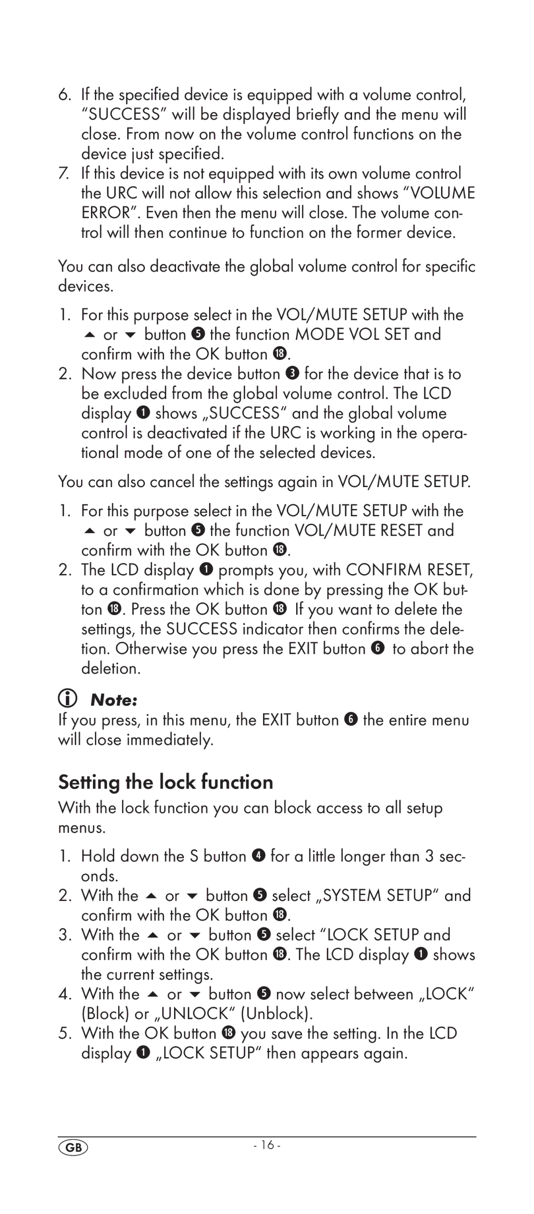 Silvercrest KH 2158 manual Setting the lock function 