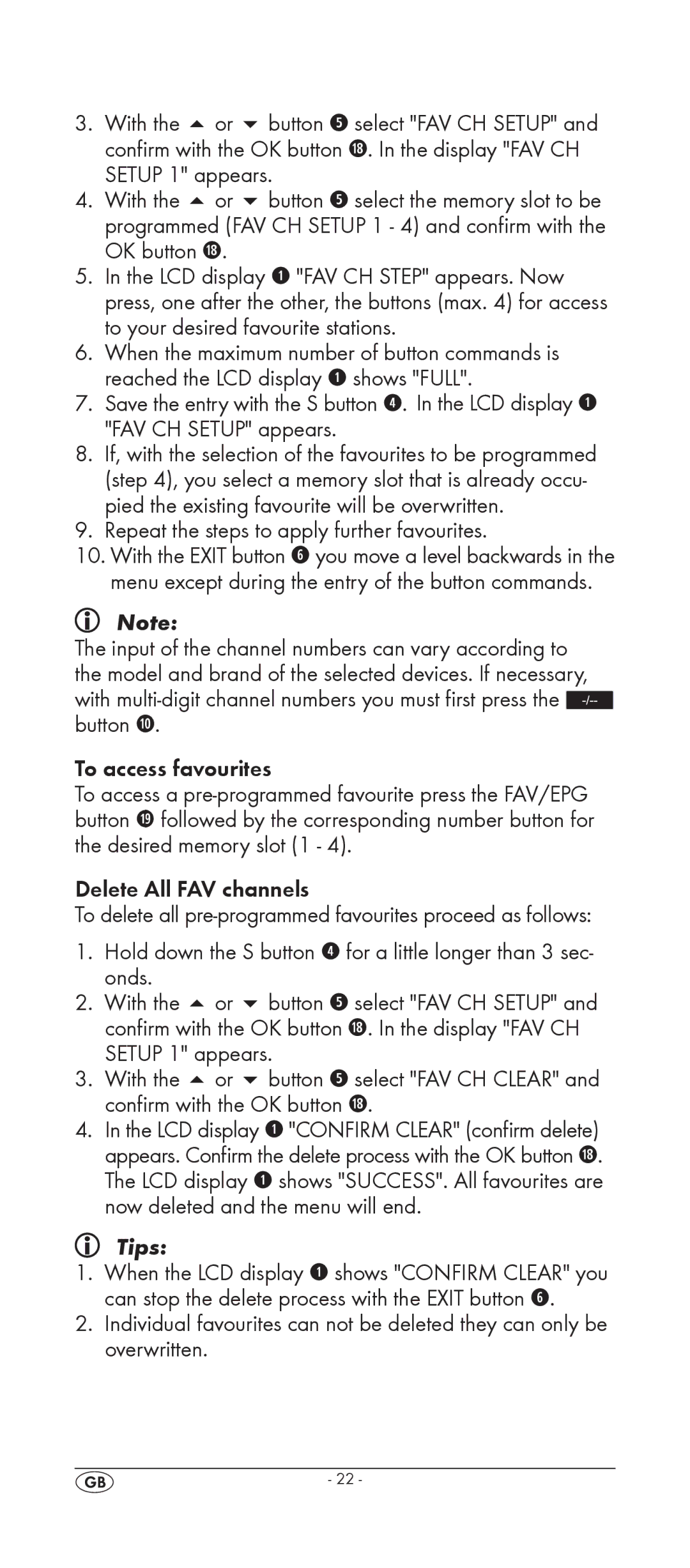 Silvercrest KH 2158 manual Repeat the steps to apply further favourites 