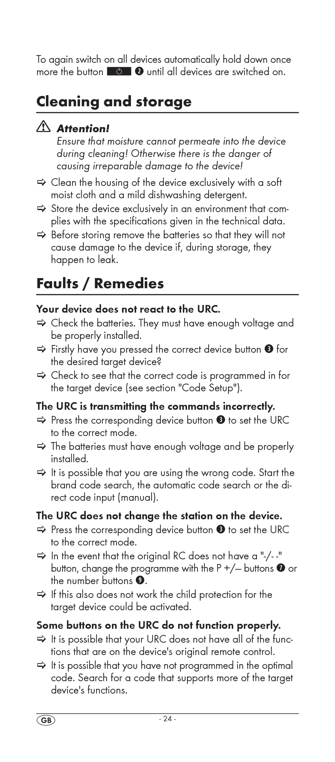 Silvercrest KH 2158 manual Cleaning and storage, Faults / Remedies 