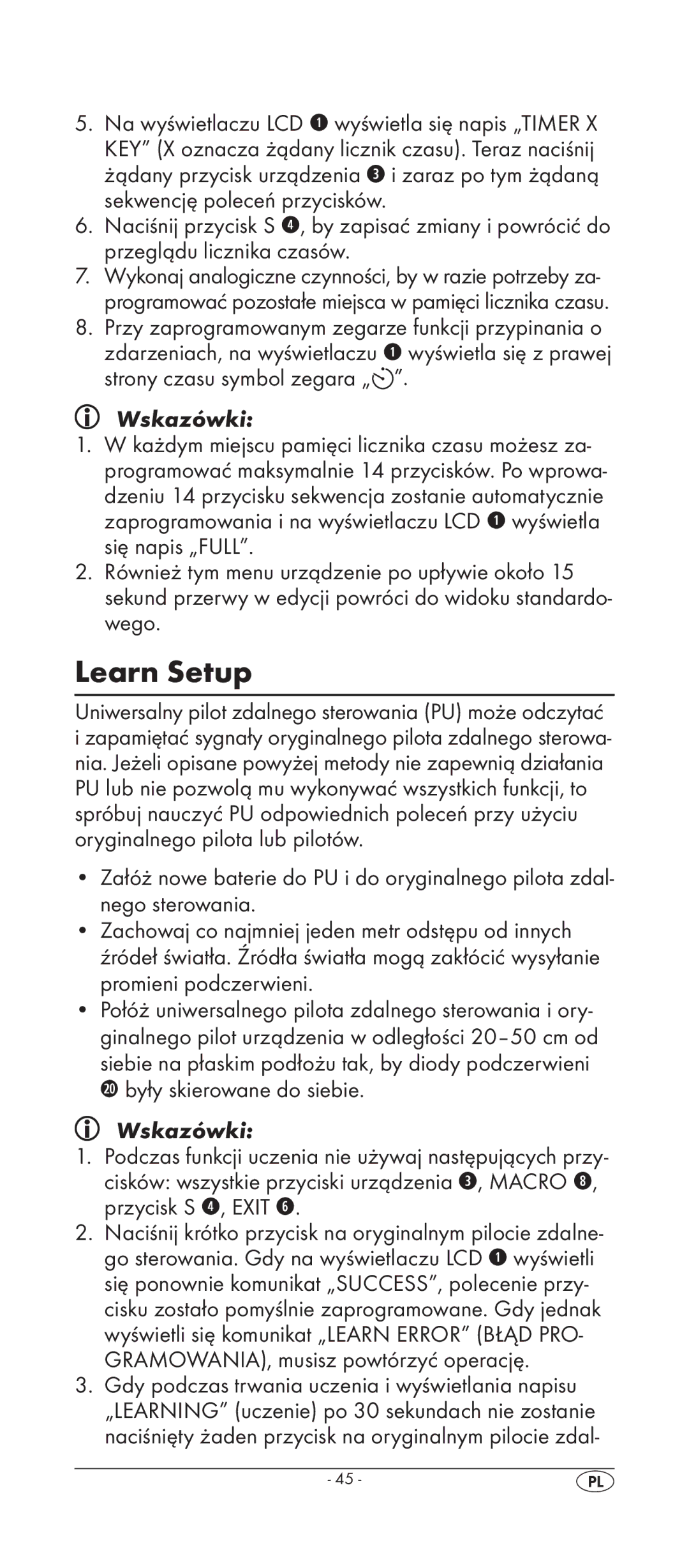 Silvercrest KH 2158 manual Learn Setup 