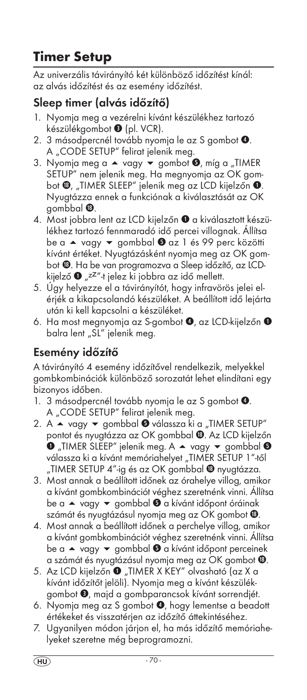 Silvercrest KH 2158 manual Timer Setup, Sleep timer alvás időzítő, Esemény időzítő 